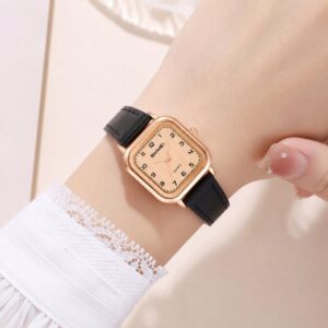SKMEI 2579 Square Ladies Quartz Watch Leather Strap Watch