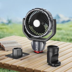F8105 Oscillating Outdoor Fan With LED Light Remote Control Rechargeable Portable Fan