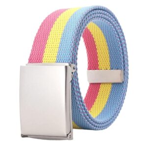 Rainbow Canvas Web Belt Striped Casual Flip-Top Buckle Belt With Bottle Opener, 120cm
