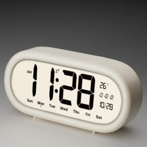 Battery Operated Digital Alarm Clock Loud Bedside Clock with 3 Alarm Settings, Temperature Date and Backlight Snooze