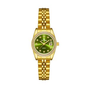BS Bee Sister FA1787 Women Steel Band Dress Watch Rhinestone Bezel Analog Wristwatch with Date Calendar