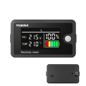 TEKM 8-100V Universal LCD Two-Wire Battery Voltage Meter with Digital Display, Standard, Waterproof, Waterproof + Stand, Waterproof + Stand + Base