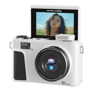 8K Digital Camera With 3.0 Inch IPS Screen 18X Zoom Auto Focus WiFi Micro Camera, White No Memory Card, Black No Memory Card, Pink No Memory Card, White 32GB Memory Card+USB Card Reader, Black 32GB Memory Card+USB Card Reader...