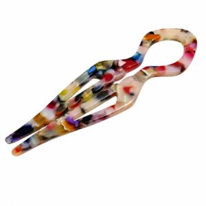 Acetate U Shaped Hair Pins Tortoise Shell Fish Bun Holder Wave 2 Prong Hair Fork Clips