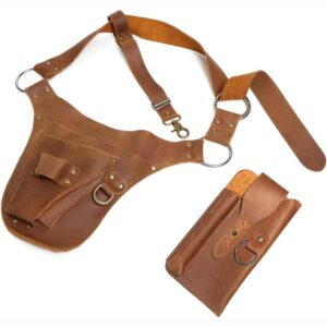 Vintage Leather Waist Bag Punk Utility Belt Bag Multi-Functional Hip Pouch Organizer, with Detachable Phone Pouch, Standalone Tool Belt