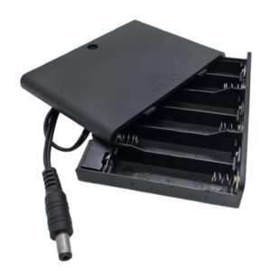 6 AA 9V Battery Holder with Cover and ON/OFF Switch Double A Battery Case with 5.5mm x 2.1mm DC Male Plug, 6 AA 9V