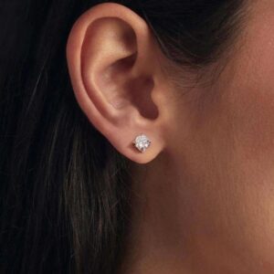S925 Sterling Silver Small Sugar Cube Moissanite Sparkling Earrings, MSE134-S, MSE134-L
