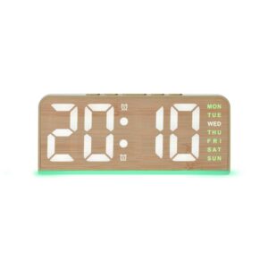 Digital Alarm Clock With Bottom Ambient Light Displaying Time Weekday Date Temperature