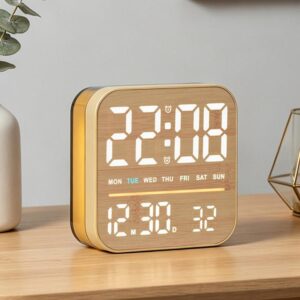 Digital Alarm Clock LED Desk Clock with Night Light USB Output Dimmable Display