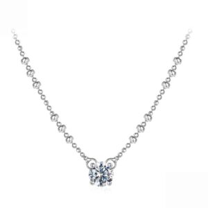 S925 Sterling Silver Moissanite Clavicle Necklace, MSN066