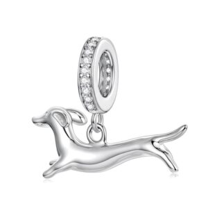 Running Dachshund Pendant, Copper Plated With White Gold Beads, YIC146