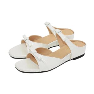 Women Summer Outdoor Square Toe Slippers One Strap Invisible Height Increase Sandals, 35, 36, 37, 38, 39, 40, 41, 42