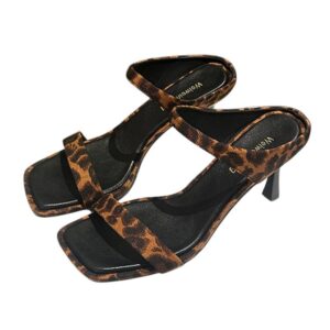 Elegant Square Toe High Heels Women Outdoor One-Strap Slide Sandals, 34, 35, 36, 37, 38, 39, 40, 41
