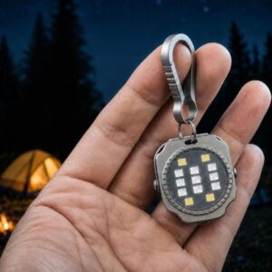 Mini Square Titanium Alloy EDC Flashlight Magnetic Type-C Rechargeable Portable Keychain