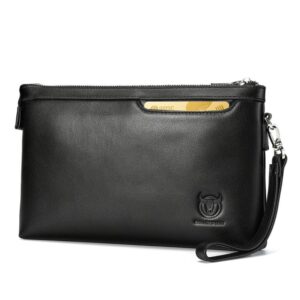 BULL CAPTAIN Mens Genuine Leather Clutch Bag Soft Cowhide Wristlet Purse Wallet Organizer