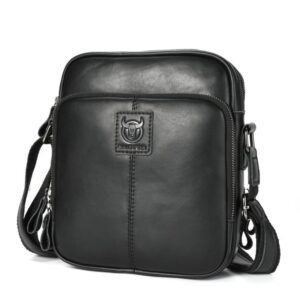 BULL CAPTAIN Genuine Leather Crossbody Bag for Men Vintage Multi-Pocket Messenger Bag