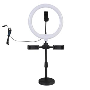 Portable Triple-Mount Desktop Live Streaming Bracket With Ring Light, Triple-Mount Bracket