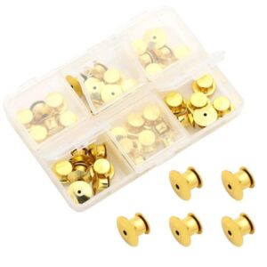 40 PCS/Box Locking Pin Backs Metal Pin Keepers Replacement with Storage Box for Enamel Pins Lapel Pins Badges