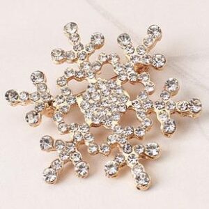 Fashion Water Drill Christmas Snowflake Brooch, Gold, Silver
