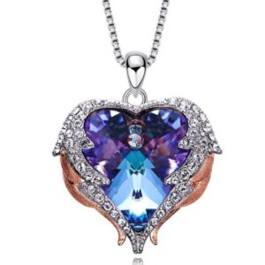 Women Fashion Angel Wings Crystals Heart Necklaces