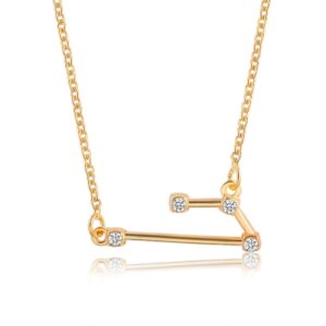 Fashion Zircon Pendant Zodiac Guardian Necklace Short Clavicle Chain, Aquarius-Gold, Aquarius-Silver, Pisces-Gold, Pisces-Silver, Aries-Gold, Aries-Silver, Taurus-Gold, Taurus-Silver, Gemini-Gold, Gemini-Silver, Sagittarius-Gold, Sagittarius-Silver...