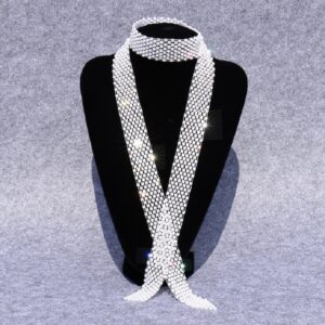 Women Sequined Rhinestone Bow Tie Dance Costume Accessories, White Diamond on White, Colorful Diamond on White, White Diamond on Black, Gun Black Diamond on Black, Red Diamond on Black, Blue Diamond on Black, Gold Diamond on Black...