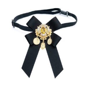 Women Vintage Flowers Diamond Bow-knot Bow Tie Shirt Brooch Clothing Accessories, Tie Belts Version, Pin Buckle Version