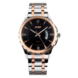 SKMEI 9069 Multifunctional Outdoor Fashion Business Waterproof Interval Gold Shell Quartz Wrist Watch