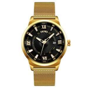 SKMEI 9166 Fashion Men Business Watch 30m Waterproof Metal Quartz Wristwatch