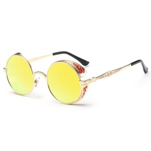 Retro Carved Round Sunglasses, Sunglasses#Tyrant gold box gold, Sunglasses#Gold frame gray sheet, Sunglasses#Gold frame red film, Sunglasses#Gold frame green film, Sunglasses#silver frame ice blue, Sunglasses#silver frame gray sheet...