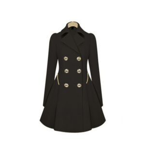 Slim Mid-length Commuter Jacket Trench Coat (Color:Black Size:S), S, M, L, XL, XXL, 3XL