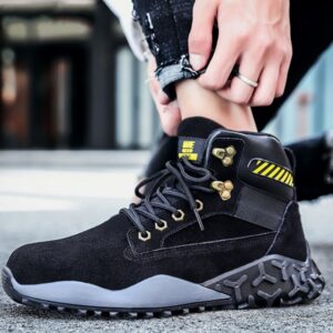 Jiefu Light And Breathable Steel Head Anti Smashing, Anti Piercing, Anti Slip And Waterproof Safety Shoes (Color:High Top Black Size:48), 36, 37, 38, 39, 40, 41, 42, 43, 44, 45, 46, 47, 48