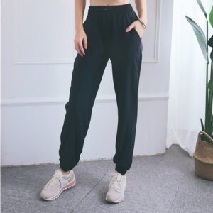 High Waist Drawstring Fitness Pants Loose Casual Sports Yoga Clothes (Color:Quicksand Powder Size:XL), M, L, XL