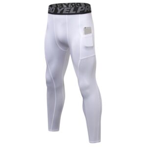 Running Training Sweat Wicking Stretch Tights With Pocket (Color:Red Size:S), S, M, L, XL, XXL