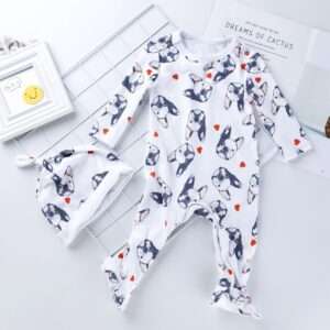 Baby Long Sleeve Printed One-piece Suit (Color:Caring Pug Size:59), 59, 66, 73, 80