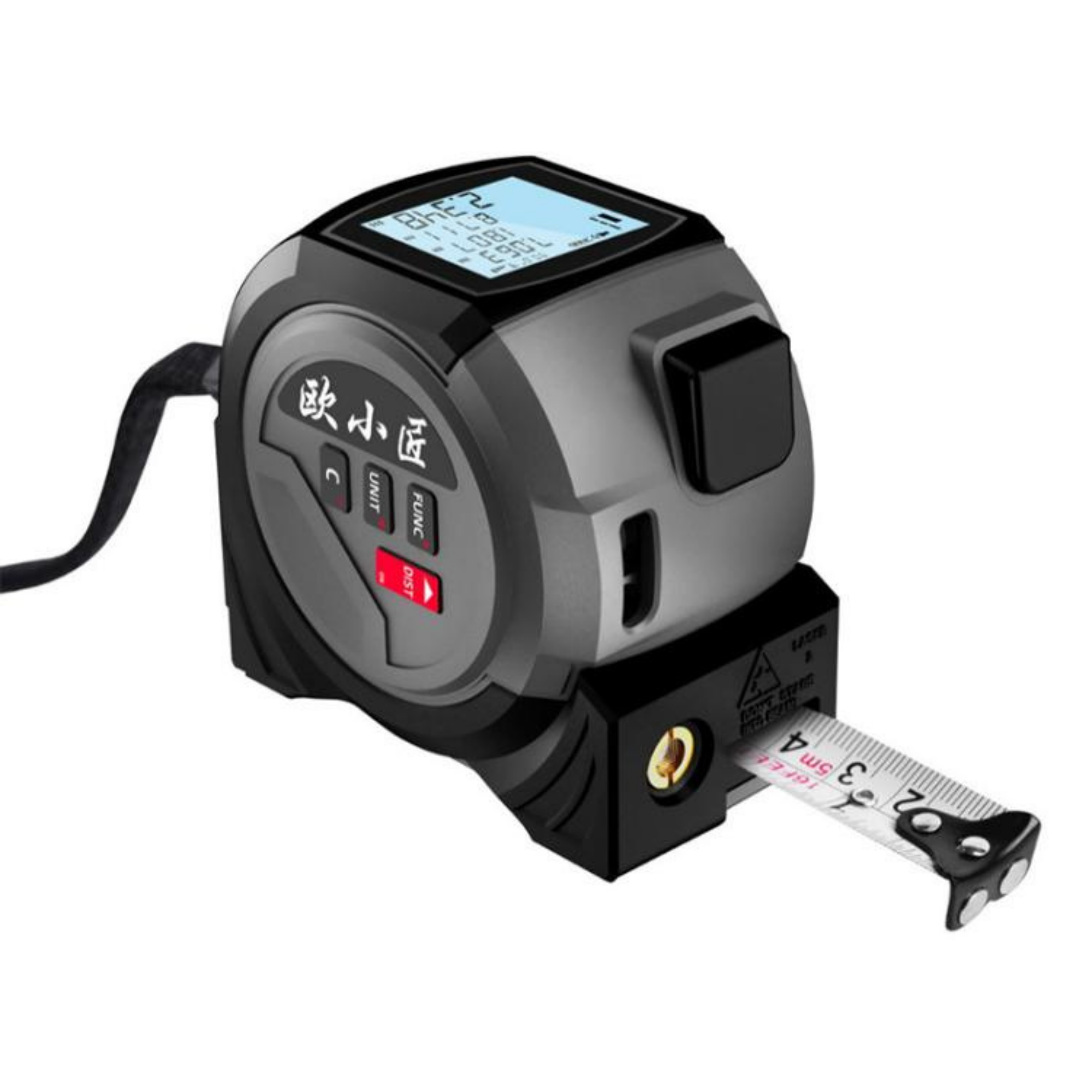 OUXIAOJIANG 3-in-1 40M Digital Laser Measure, Cross Line Laser Level & 5M Steel Tape Measure – High-Precision Electronic Distance Meter with Backlit LED Display