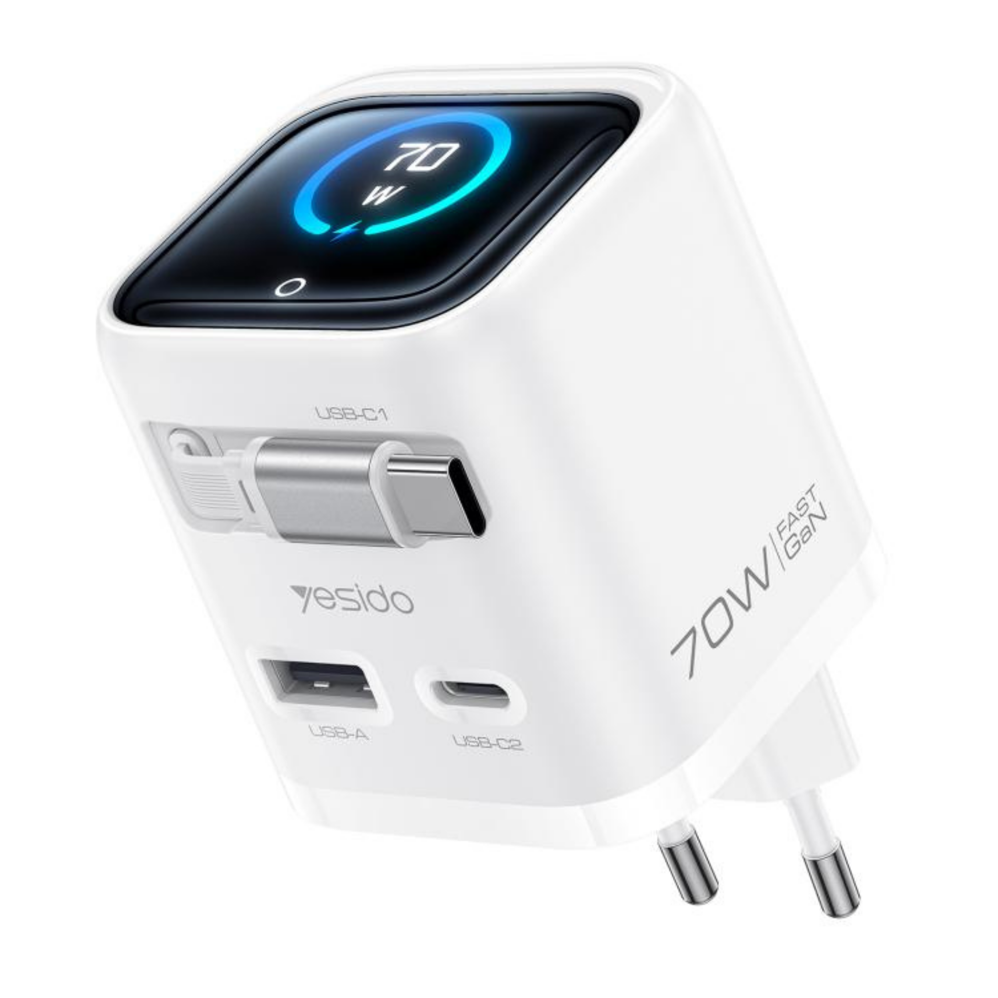 Yesido YC123 70W GaN Fast Charger with TFT Display