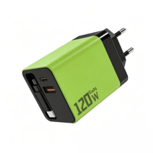 120W GaN Wall Charger with built-in retractable cable
