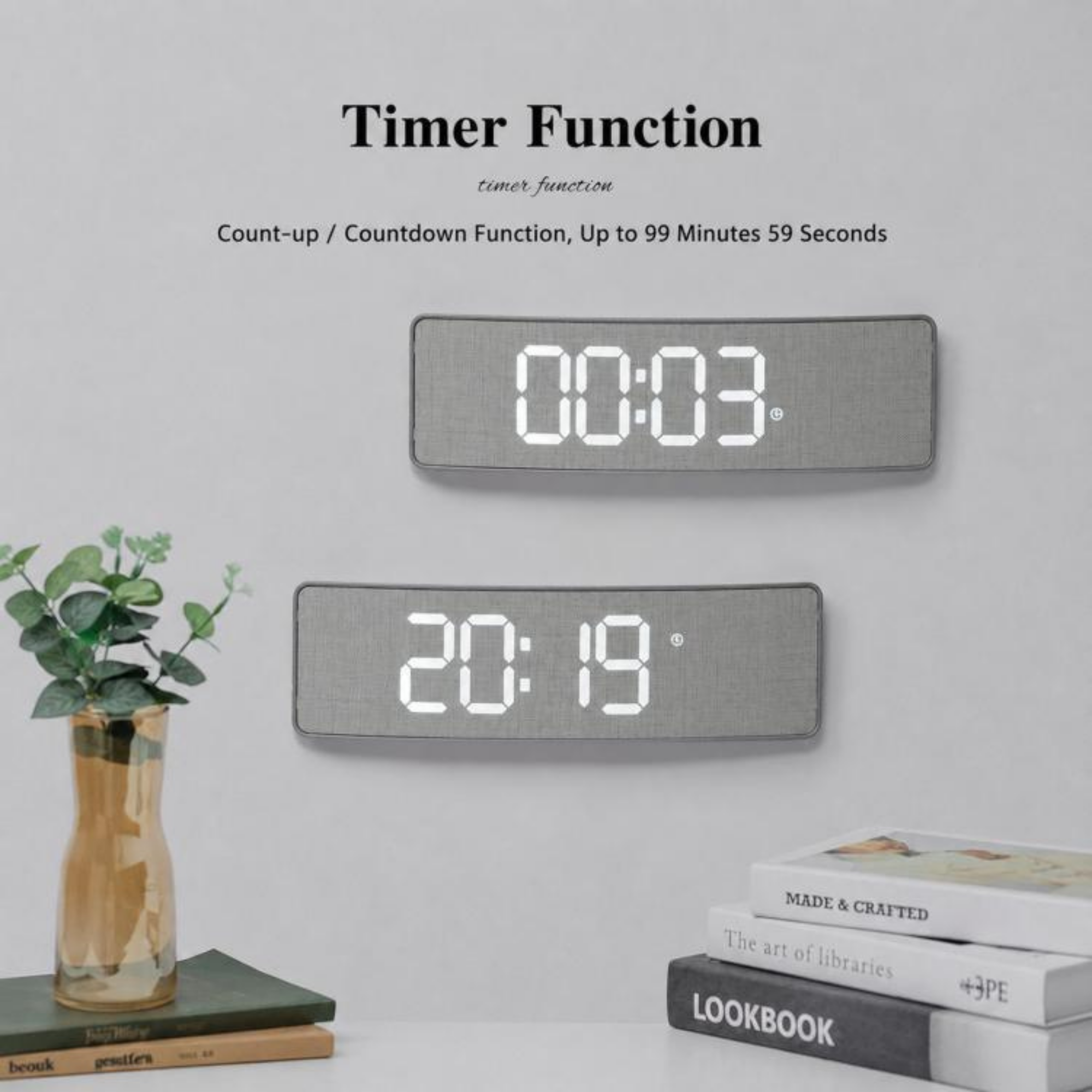Curved Digital LED Wall Clock with RGB Ambient Backlight - Image 5