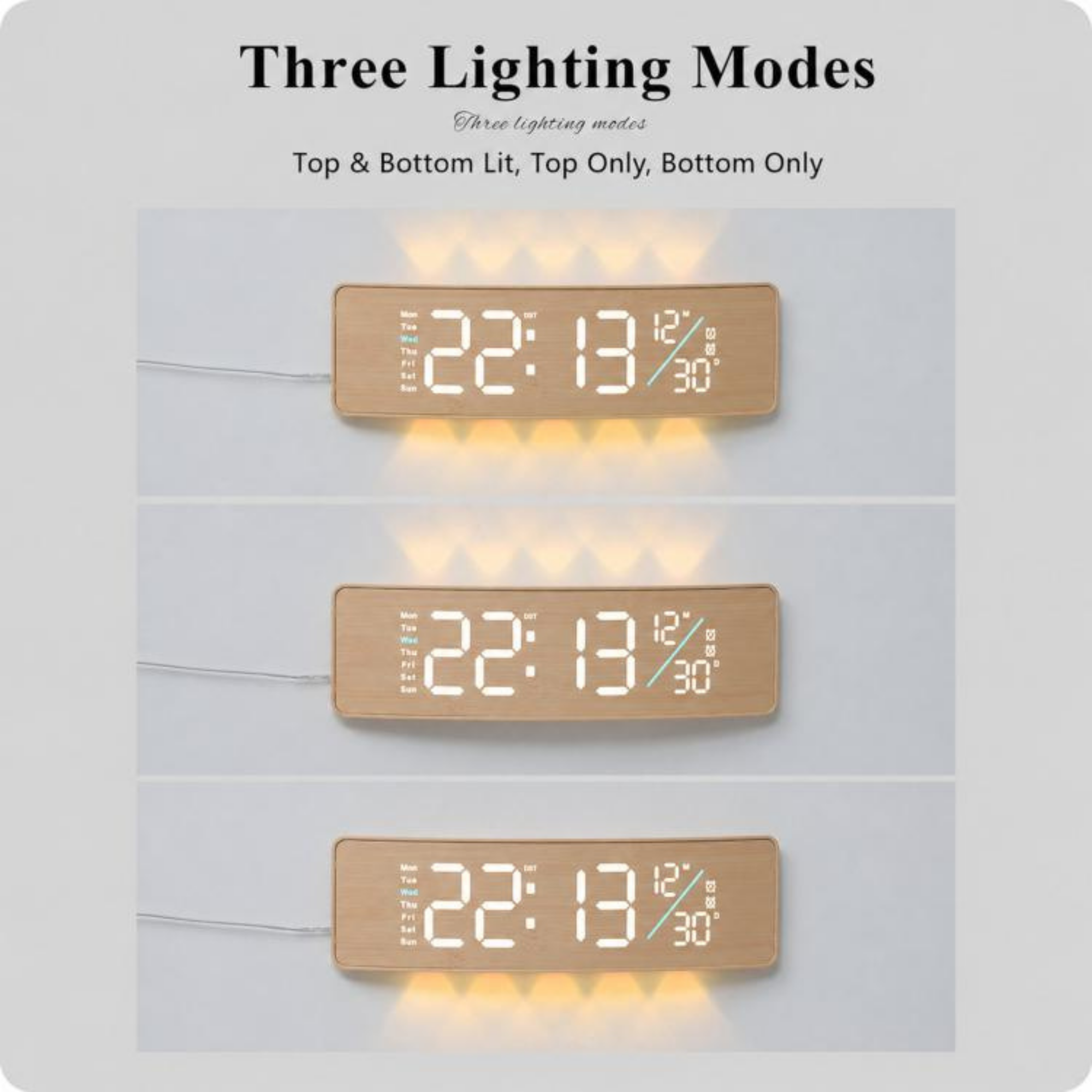 Curved Digital LED Wall Clock with RGB Ambient Backlight - Image 7
