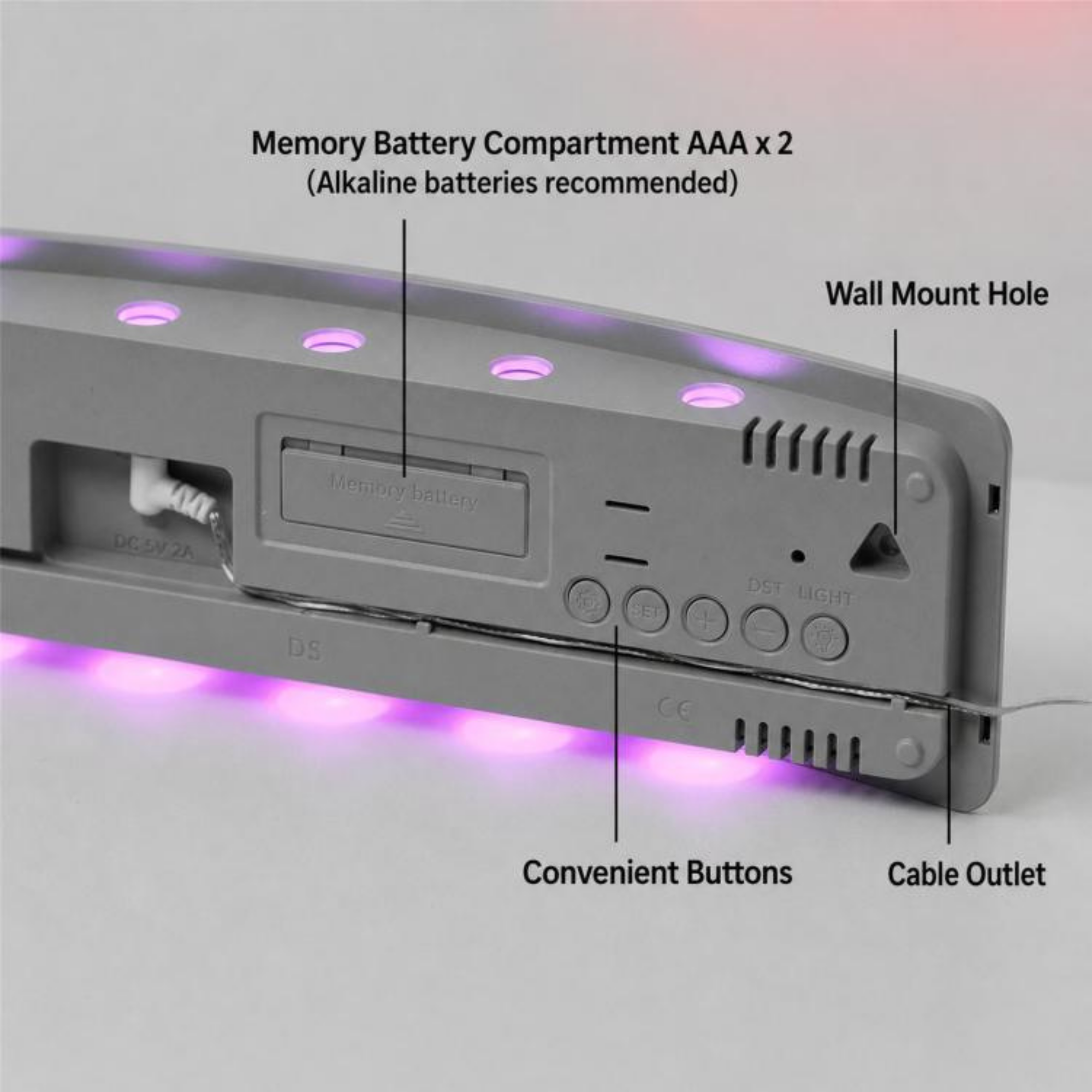 Curved Digital LED Wall Clock with RGB Ambient Backlight - Image 8