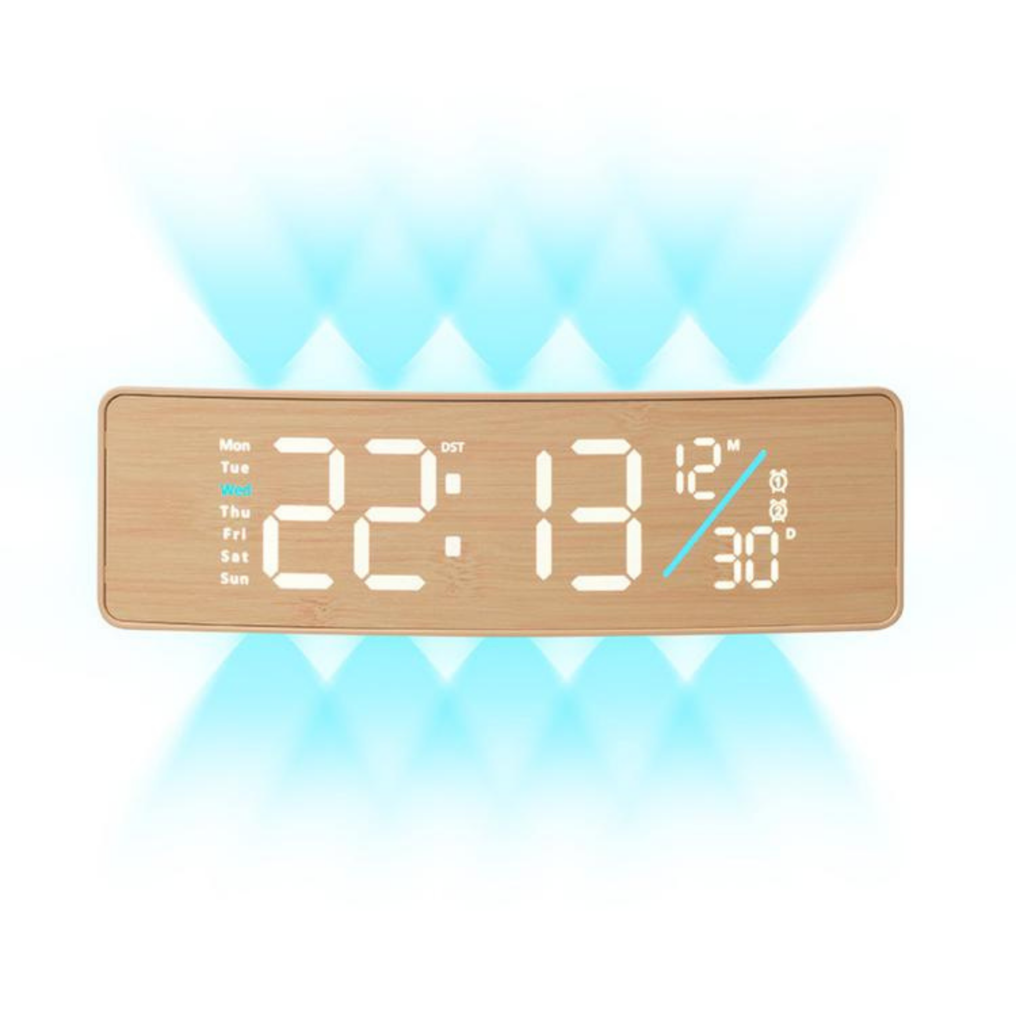 Curved Digital LED Wall Clock with RGB Ambient Backlight