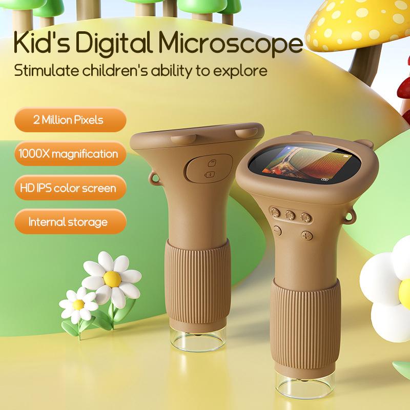 Portable Handheld Digital Microscope for Kids with 2" Screen - Brown - Image 2