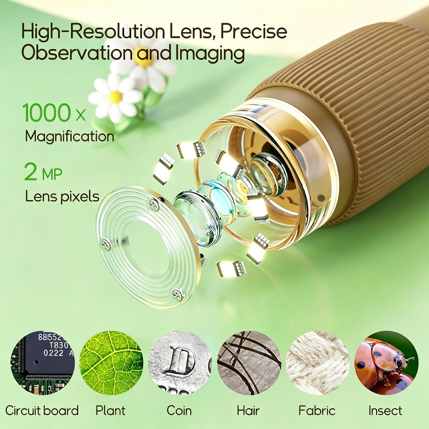 Portable Handheld Digital Microscope for Kids with 2" Screen - Brown - Image 4