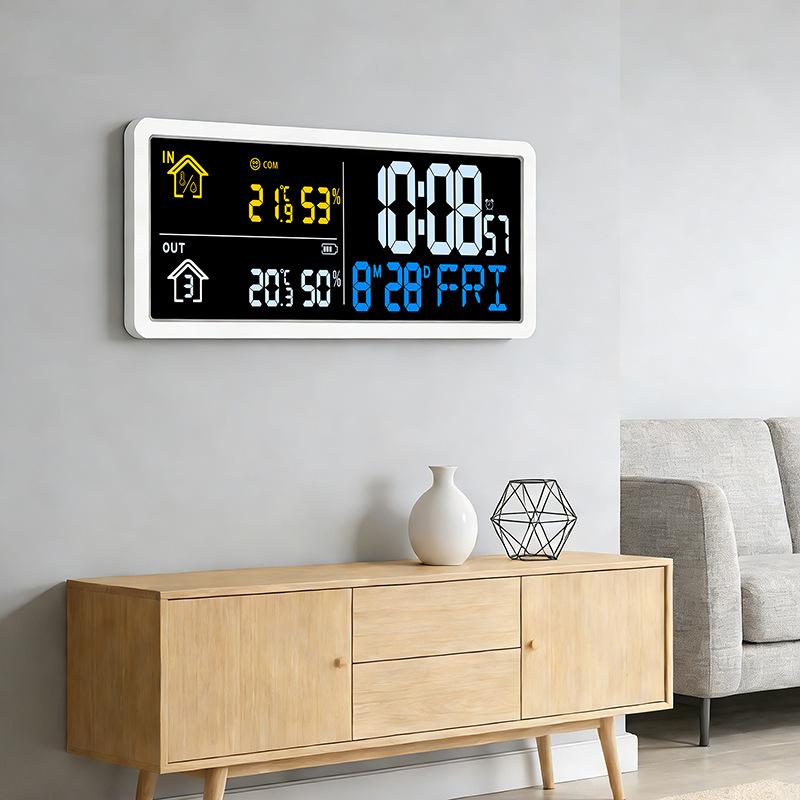 Digital Wall Clock with Wireless Outdoor Sensor & Indoor Temperature Humidity Monitor (YD204 White) - Image 6