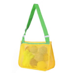 Kids Foldable Mesh Beach Bag & Toy Organizer – Lightweight Single-Shoulder Sand-Away Storage Pouch with Adjustable Strap & Zipper